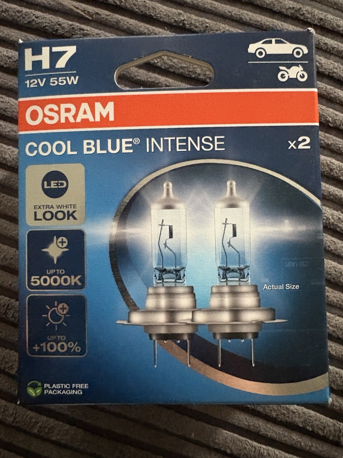 OSRAM H7 Cool Blue Intense 5000K Next Generation Car/Van Headlight Bulbs H7 x2