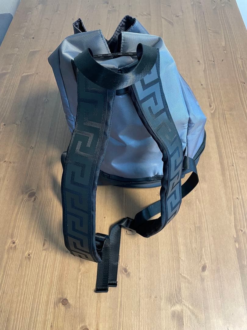 VERSACE PARFUMS Gray Synthetic Drawstring Backpack with Mesh Pocket thumbnail 9