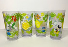 Four Disney Pixar Plastic Glasses Mickey and Other Characters Pre-Owned