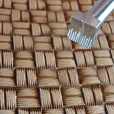 Square Basket Weave Leather Stamp, Stainless Steel Leather Stamping Tool