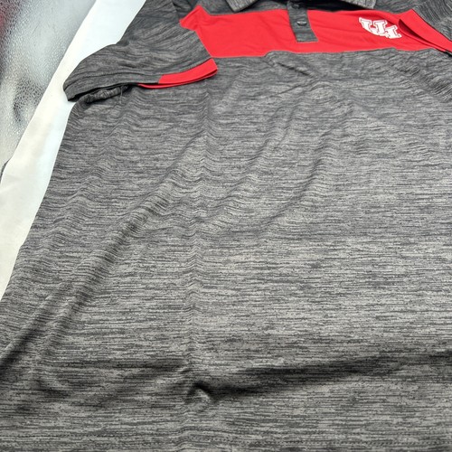 Colosseum Houston Cougars Golf Polo Men’s Large Dark Gray/Red Quick Dry - Picture 5 of 11