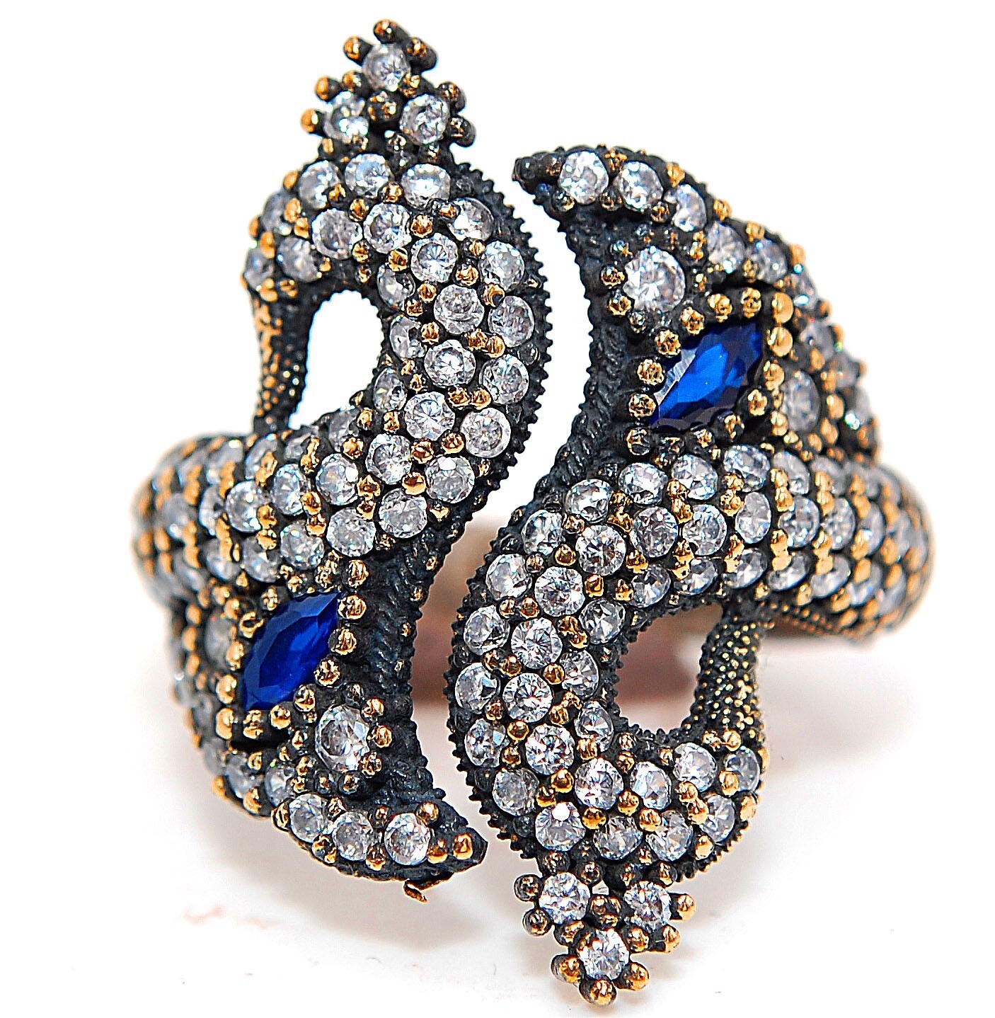 4CT Treated Sapphire Ottoman Style Sterling Silver Ring Size 9 HB3-6