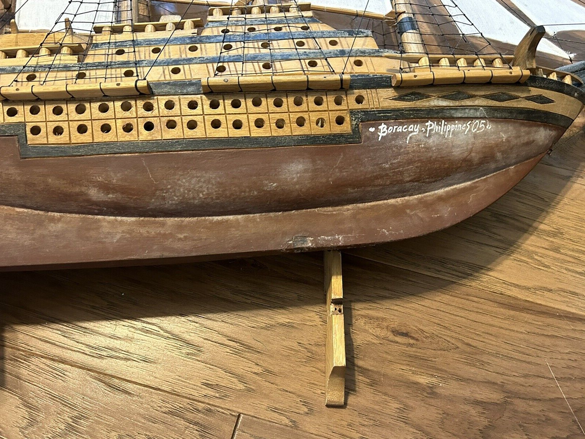 VINTAGE BEAUTIFUL LARGE WOODEN SHIP WITH FREE SHIPPING | eBay