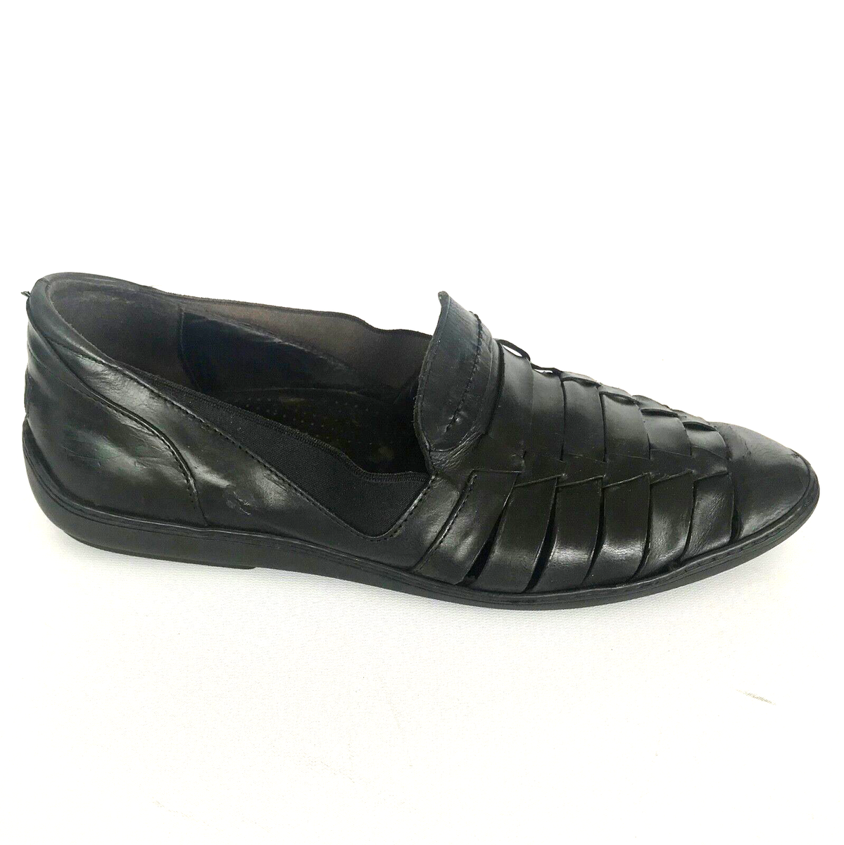 Bragano Cole Haan Black Woven Leather Dress Loafers Shoes Men’s Sz 15M US/48EU Bragano by Cole Haan 11 M Made In Italy Black Leather  main image 4