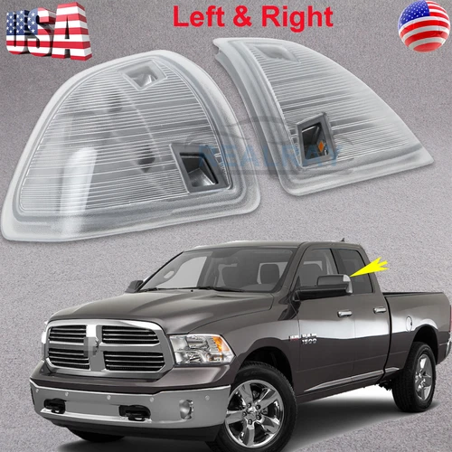 For 10-18 Ram Tow Mirror Amber LED Running Light And Turn Signal Indicator Clear