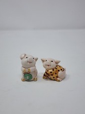 VINTAGE CERAMIC PIG FIGURINES - NUMBERED POLKA DOT PIGS - SET OF 2