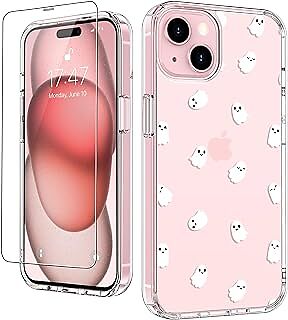 LUHOURI for iPhone 15 Plus Case with Screen Protector - Crystal Clear Durable Co