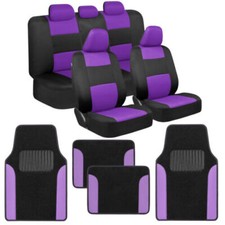 Bdk Polypro Black Purple Car Seat Covers Full Set With Matching Carpet Floo...