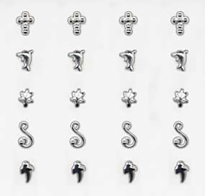 PIERCINGO  5x SET Nasenpiercing ECHT SILBER 925 Nase STERLINGSILBER Nosestud