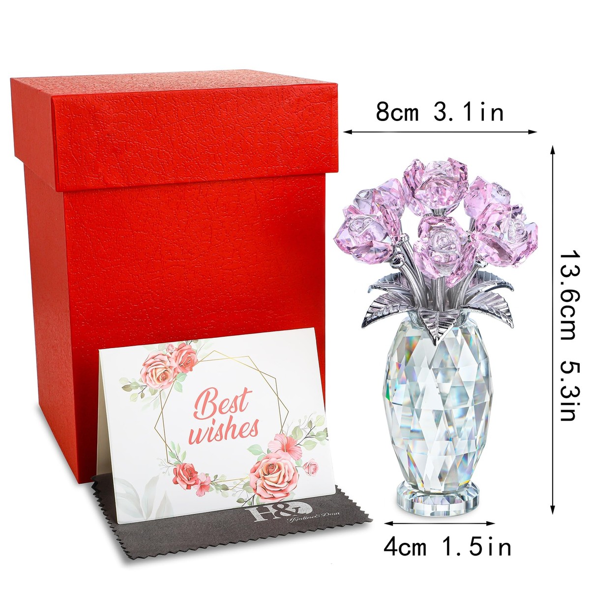 Crystal Rose Flower Figurine Glass Rose Flowers Gifts | eBay UK