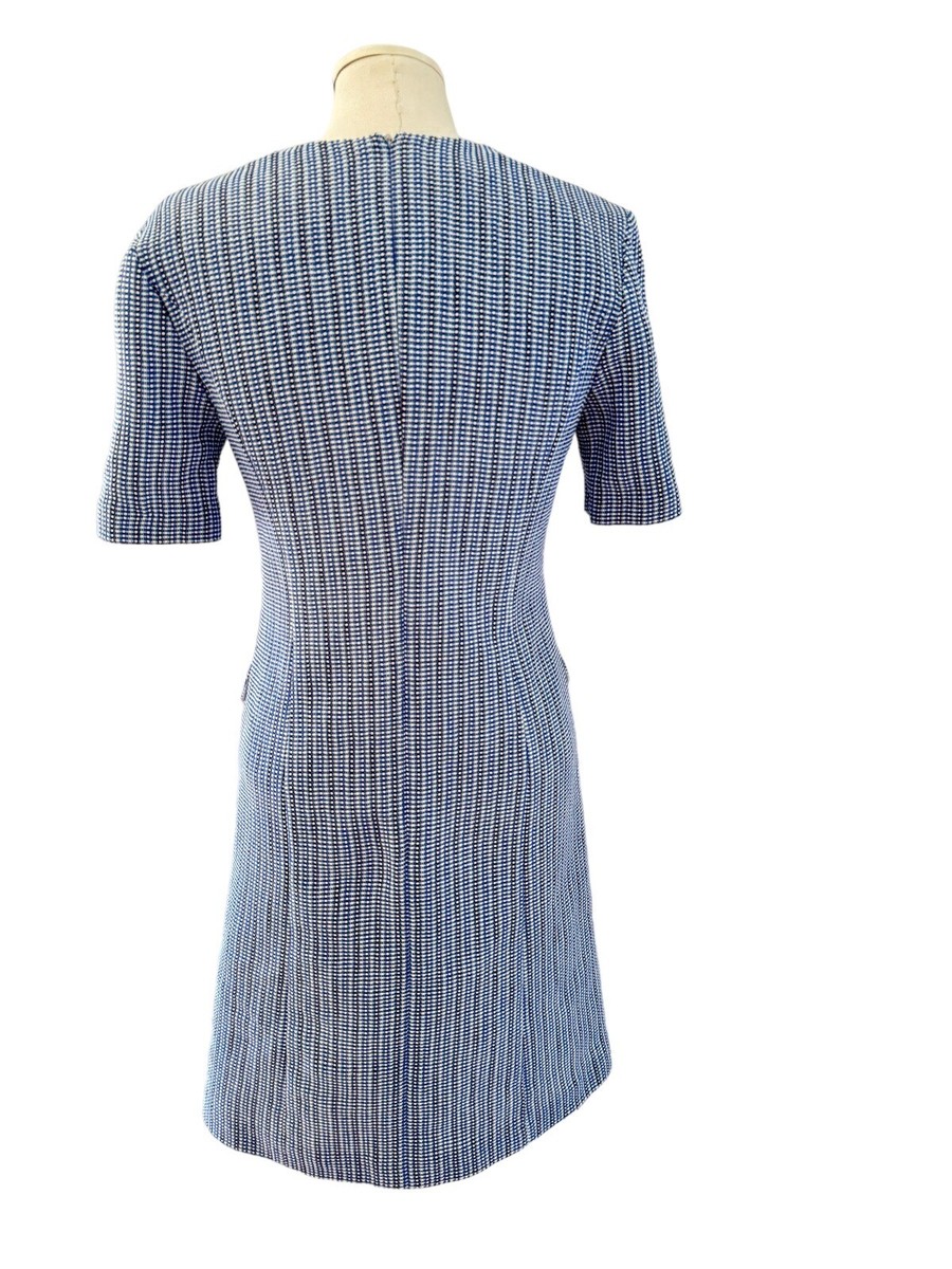 Escada Duanne Blue/White Tattersall Check Short Sleeve Dress Escada Duanne Blue/White Tattersall Check Short Sleeve Dress
