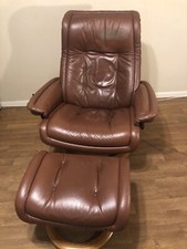 Ekornes Stressless Recliner Leather Chair Ottoman Large Royal Model Brown LOOK 