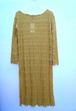 Zara Mustard Midi Crochet Summer Dress Side Slit Size Medium Ref 2488 008