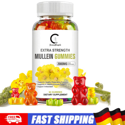 DE Mullein Leaf Gummies 2000mg For Lung Cleansing & Detox Herbal Supplement