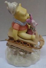 Lenox Disney POOH's WINTER DASH Musical Sleigh Figurine New Box COA