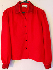 vintage 70's Land n Sea blouse button close size 10 long sleeve red USA made
