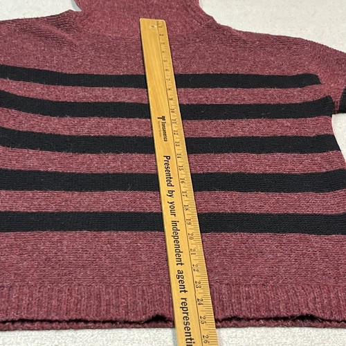 Tahari Turtle Neck Sweater Womens Medium Maroon & Black Horizontal Striped Plush - Picture 11 of 16