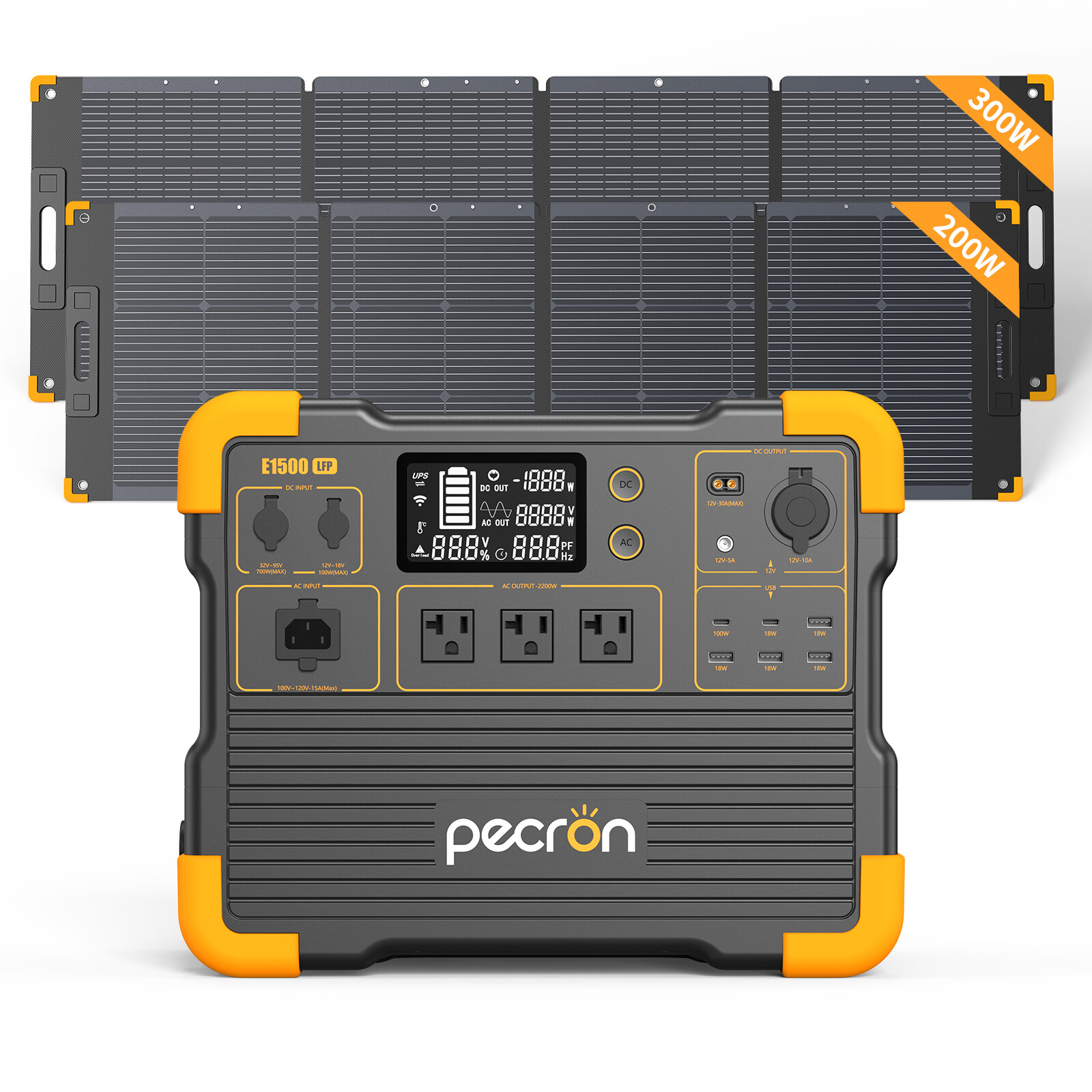 PECRON E1500LFP 2200W Solar Portable Power Station with Optional Solar Panel Kit