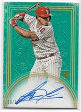 2017 Definitive Collection Rookie Autographs Green—Jorge Alfaro, Phillies—#19/25