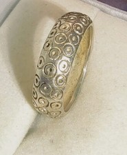 Etched REAL Sterling Silver Ring Marked 925 Size 6 1/2 L50