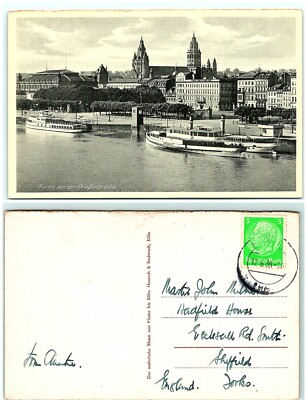 S04-4568, MAINZ, VON DER STRASSENBRUCKE, GERMANY 1939 TO ENGLAND, POSTCARD