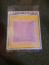 Candlewick Pillow Kit Embroidery Rose Parfait Vintage 1983 MH Yarns 14" Cotton
