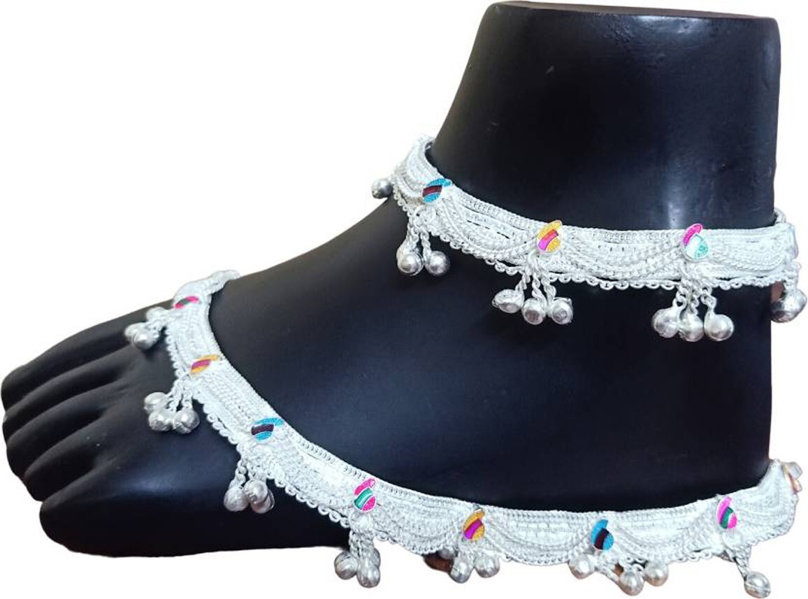 Silver Plated Ankle Chain Foot Bracelet for Women - Elegant Indian Payal Jewelry-image