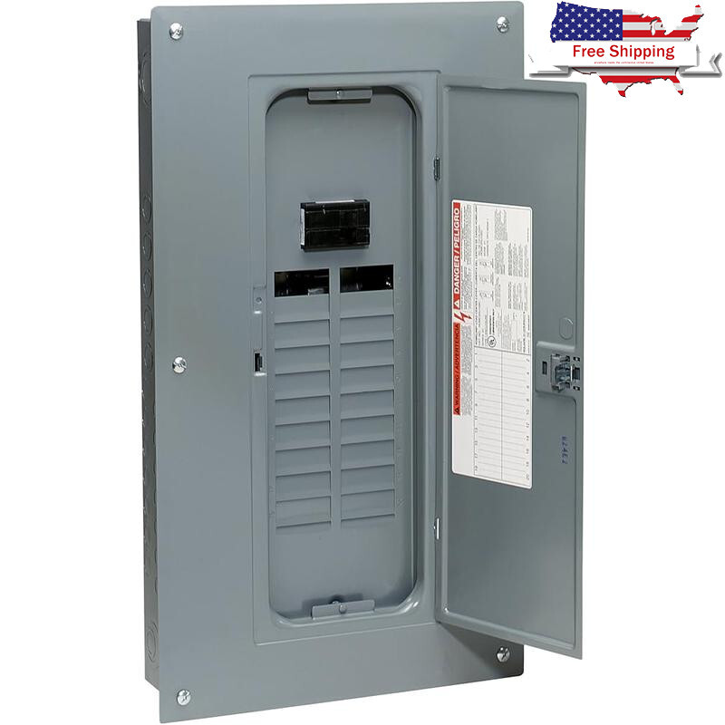 100 Amp Indoor Main Breaker Load Center Cover 20 Circuit Panel Copper Grey New