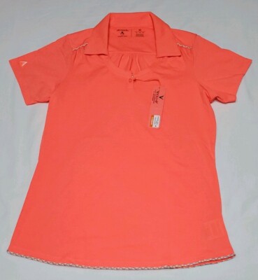 NEW Antigua Women's Clever Desert Dry Golf Polo Neon Peach Orange Size M Medium 