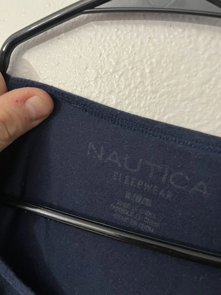 Camisa de pijama de mujer Nautica mediana azul marino polar lisa manga larga Foto 3 de 4