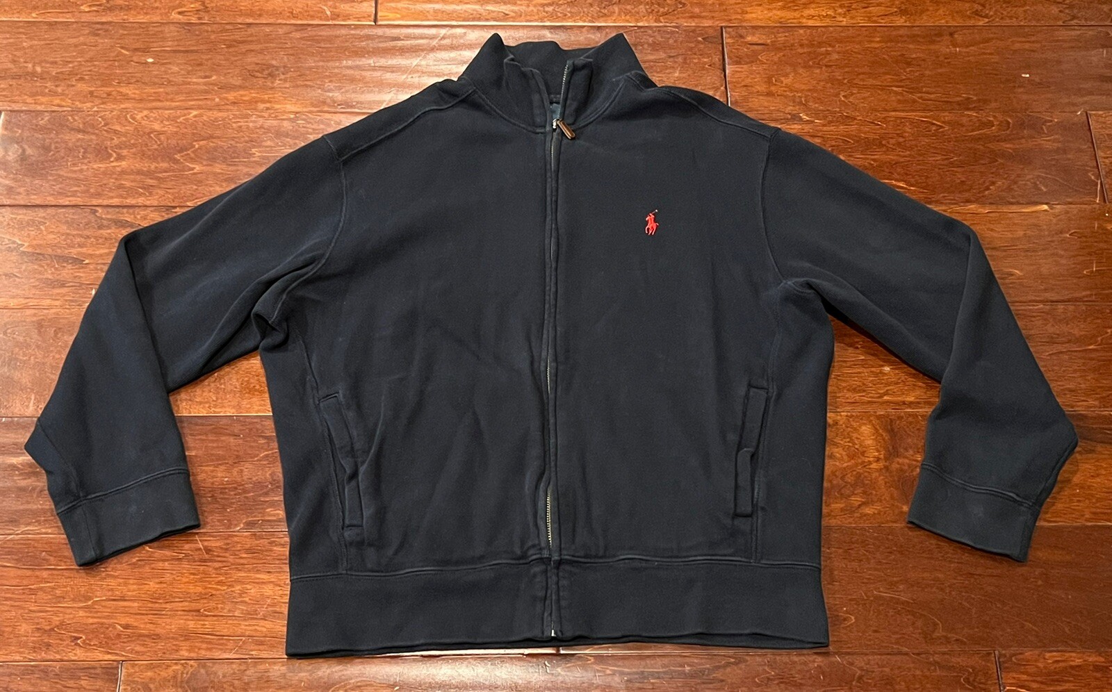 Maglione Polo Ralph Lauren Blu Rosso Pony Da Uomo Cerniera Media Pile 2 Tasche