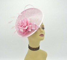 M8184 Pink/Cherry Blossom KentuckyDerby Church Wedding Easter Sinamay Fascinator