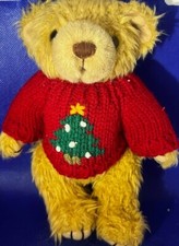Vintage Shaggy Plush Christmas Sweater 8" Stuffed Teddy Bear