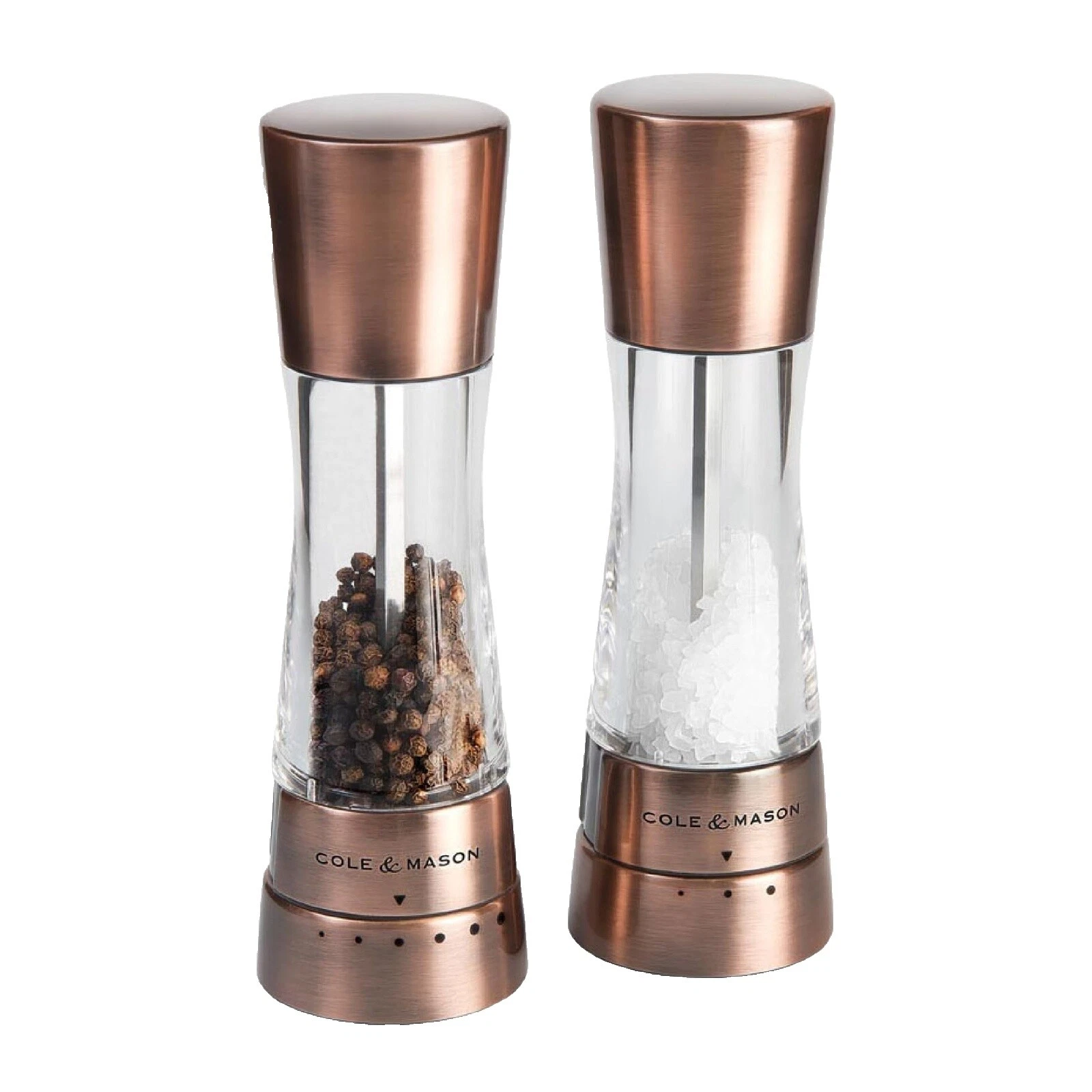 Cobre Cole & Mason Salt & Pepper Sales y pimenteros