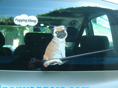 PUG DOG LOVER CAR STICKER NOVELTY GIFT COLLECTABLE WITH WIPER WAGGING TAIL - Main Image