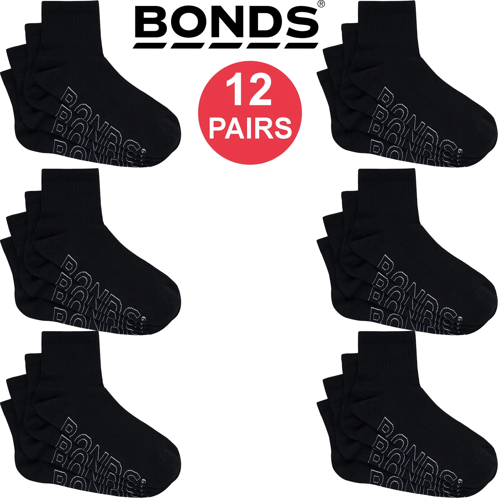 12 Pair Bonds Lightweight 1/4 Quarter Crew Mens Cooling Socks Black SXMX4N Bulk
Opens in a new windo