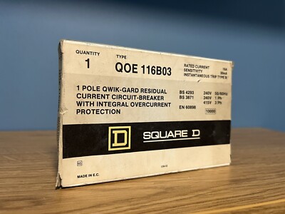 SQUARE D QOE 16amp RCBO QOE116B03 30mA 10kA QWIK-GARD NEU!!