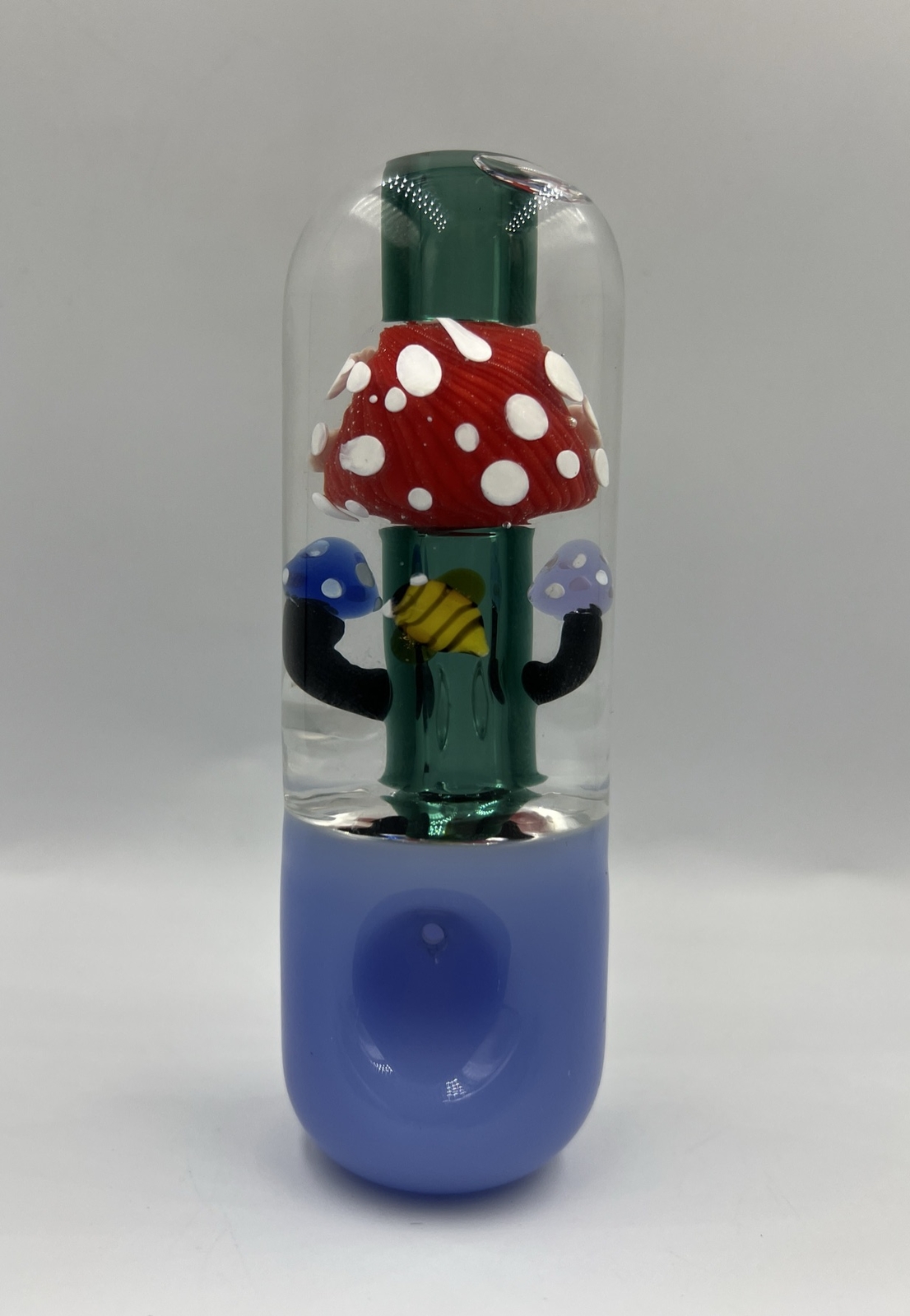 5” Thick Heavy Glycerin Freeze Coil Hand Pipe Mushroom Perc  Hookah Bubbler Bong