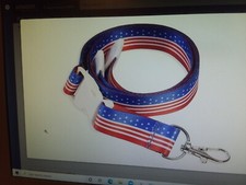 American FLAG LANYARD Key chain ID Holder Breakaway clasp USA Stars Stripes NEW