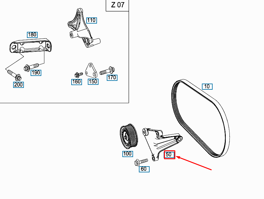 MERCEDES-BENZ E W212 Motor-Umlenkrollenhalterung A2762340639