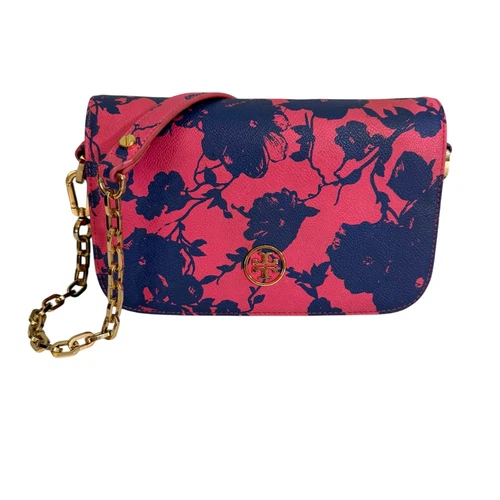 Borsa a tracolla Tory Burch donna S rosa blu floreale pelle patta tracolla catena