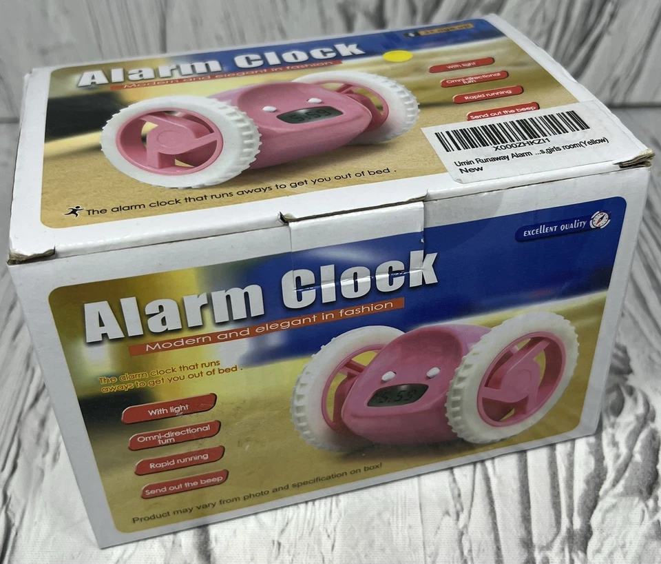 Reloj despertador con ruedas RUISY ROLLS AWAY/Caja abierta amarilla PROBADO Foto 4 de 4