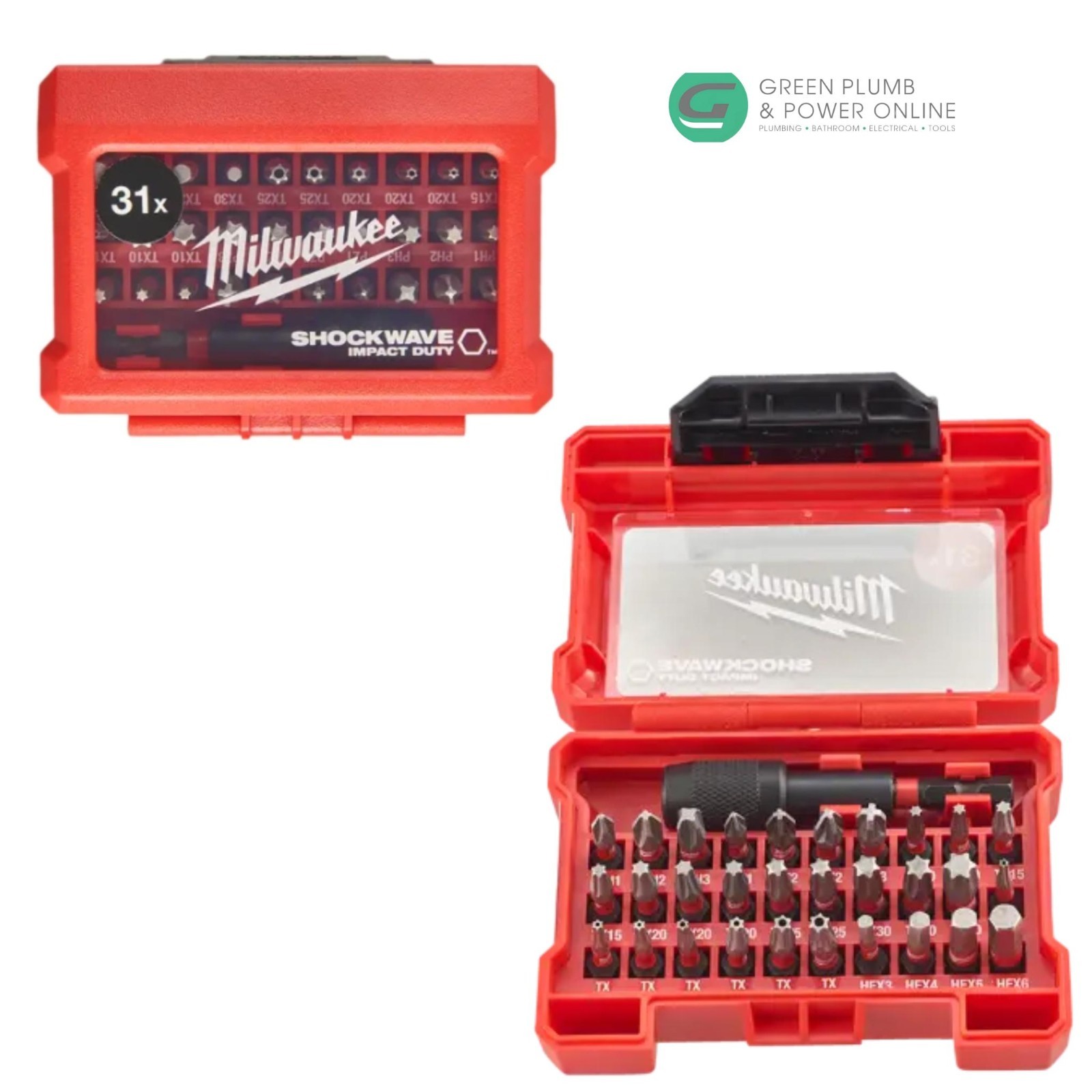 Milwaukee Impact Bit Set 31pc In Hard Case Impact Duty Bit Set PH PZ TX HEX Head
