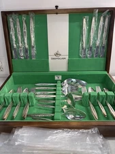 Vtg Internat’l Deep Silver Laurel Mist Silverplated Flatware Set Service for 8