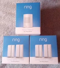 NEW (2) Ring Contact Sensor 2-Pack (1st Gen) (4XD3S7-0EN0) + Motion Detector nib