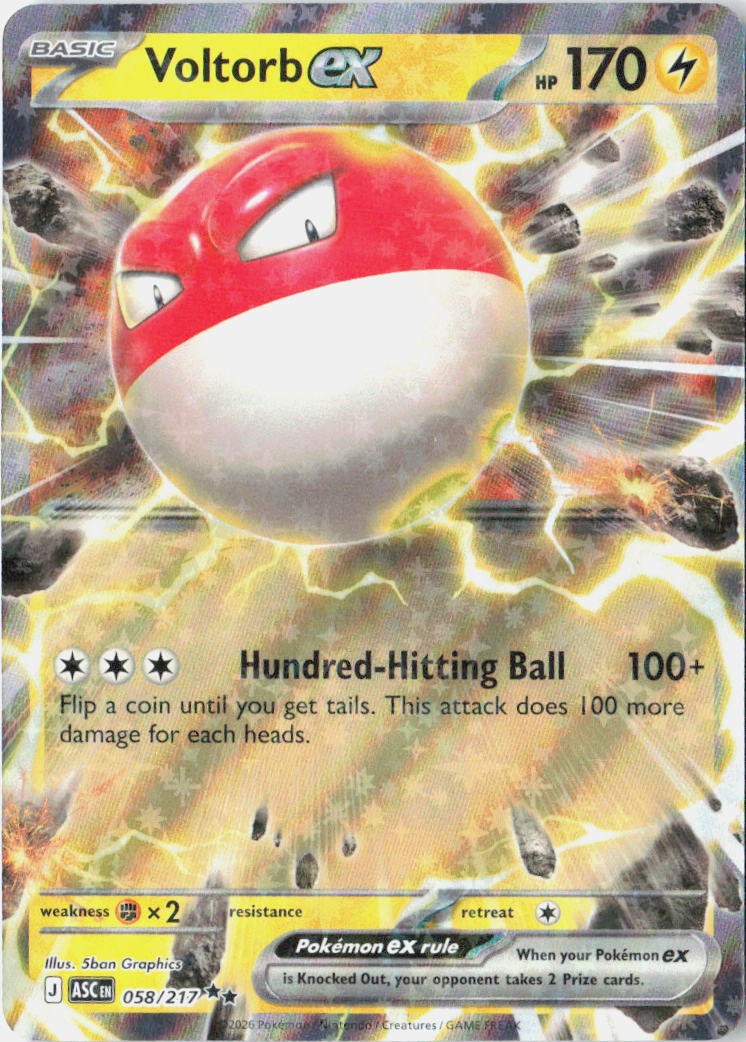 Voltorb ex Double Rare - ASC 058/217 EN NM Holofoil Pokemon