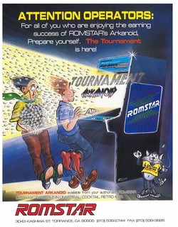 Tournament Arkanoid Romstar/Capcom Video Arcade Flyer / Brochure / Ad