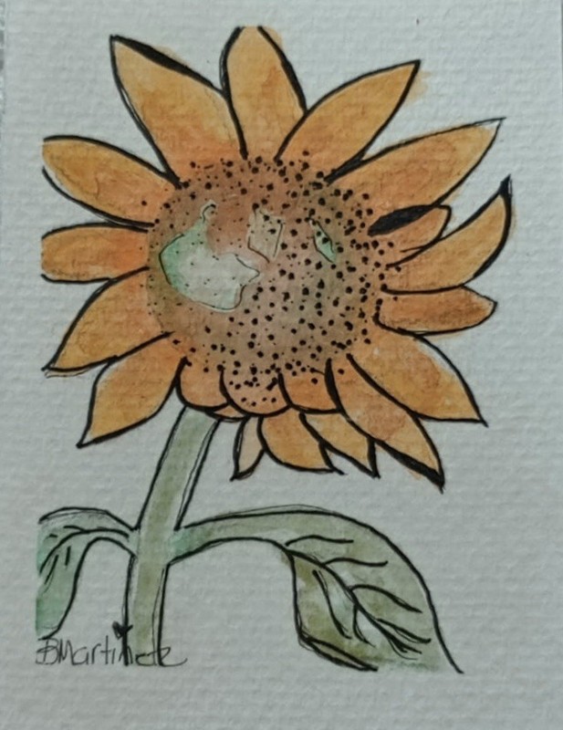 aceo original painting Sunflower “Sunflower Power”