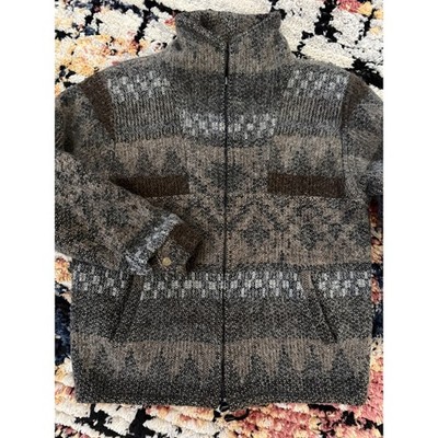 Artesanias Tupay Alpaca Wool Jacket Mens Small Cusco Peru Southwest Zip Sweater