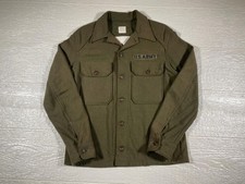 Vintage 50s US Army OG-108 Olive Green Wool Blend 1950s Military Field Shirt
